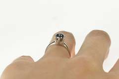 10K White Gold Hematite Sphere Solitaire Unique Statement Ring