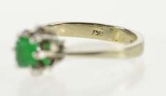 18K White Gold 1960's Natural Emerald Solitaire Engagement Ring