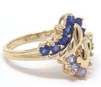 Fabulous Sapphire and Blue Topaz Bypass Ring