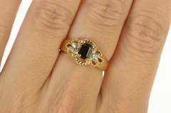 10K Yellow Gold Emerald Sapphire CZ Accent Engagement Ring