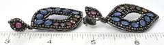 Stunning Multi Colored Gemstone & Diamond Earrings set in Antiqued  Silver