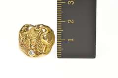 14K Yellow Gold WLS Diamond 1930's Asian Motif Monogram Ring