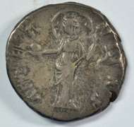 Scarce early Roman Silver Denarius of Faustina I, 141AD