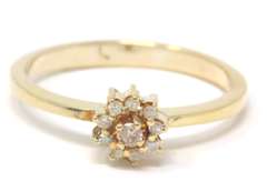 Beautiful Yellow Gold Diamond Cluster Flower Ring