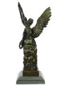 Angel Religion Bronze Statue Marble Base