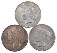 Lot (3) 1935 Peace Silver Dollars