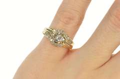 14K Yellow Gold 0.50 Ctw Round Diamond Wavy Engagement Ring