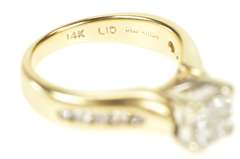 14K Yellow Gold 0.75 Ctw Invisible Set Diamond Engagement Ring