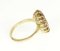14K Yellow Gold Oval Smoky Quartz Retro Solitaire Cocktail Ring