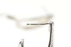 14K White Gold Diamond Curved Wavy Semi Hoop Dangle Earrings