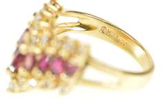 14K Yellow Gold 0.82 Ctw Marquise Diamond Chevron Band Ring