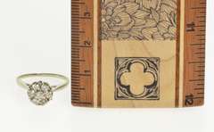 14K White Gold Round Diamond Cluster Classic Engagement Ring