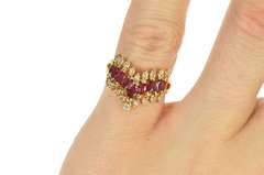 14K Yellow Gold 0.82 Ctw Marquise Diamond Chevron Band Ring