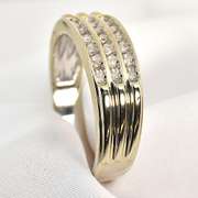 Man's Ring with 3 Rows of Diamonds