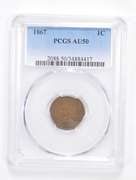 AU50 1867 Indian Head Cent - Graded PCGS