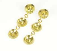 18K Yellow Gold Tiered Diamond Circle Dish Dangle Statement Earrings