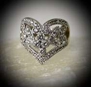 Contemporary Lacy 14K Diamond  V-Shaped  Ring
