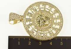 10K Yellow Gold Pave Cubic Zirconia Medusa Medallion Pendant