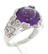 Festive White Gold Amethyst w Diamond Ring