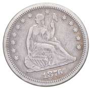 1876-CC Seated Liberty Quarter