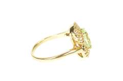 10K Yellow Gold 1960's Lime Quartz Rope Filigree Cocktail Ring