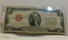 1928-G $2.00 US Note Red Seal corner dmg