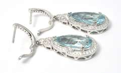 Aquamarine & Diamond 14K White Gold Dangle Earrings