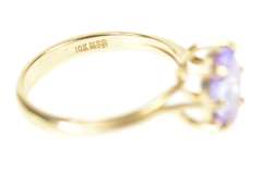 10K Yellow Gold Purple Cubic Zirconia Solitaire Statement Ring
