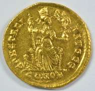 Rare Near Mint Honorius Roman Gold Solidus, 393-423 AD