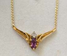 Amethyst & Solid Gold Pendant Necklace