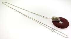 Sterling Silver Agate Pendant With Lomg Chain
