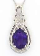 Beautiful Bold Amethyst & Diamond Necklace in Sterling Silver