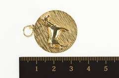 14K Yellow Gold 1960's Retro 3D Horse Round Equestrian Charm/Pendant