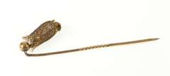 10K Yellow Gold Victorian Ornate Woven Hair Mourning Stick Pin