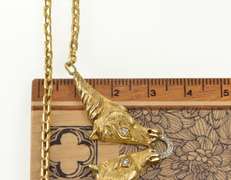14K Yellow Gold Kamm Gallery Diamond 3D Horse Chain Necklace
