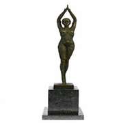 Dancer Bronze Statue on Marble Base Figurine