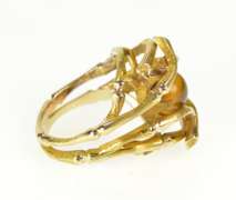 14K Yellow Gold Tiger's Eye 1960's Bamboo Statement Cocktail Ring