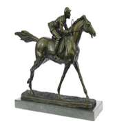 Jockey on Race Horse Bronze Sculpture