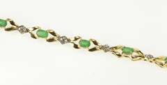 10K Yellow Gold 2.35 Ctw Oval Emerald Diamond Accent Ornate Bracelet