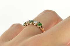 14K Yellow Gold Emerald Diamond Victorian Wedding Band Ring