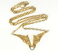 14K Yellow Gold Kamm Gallery Diamond 3D Horse Chain Necklace