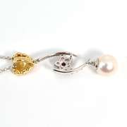 Classy Citrine, Diamond, & Pearl Pendant Necklace