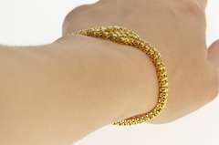 18K Yellow Gold 1940's Diamond Round Wave Link Statement Bracelet