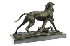 Gun Dog Retriever Rabbit Trophy Bronze Statue
