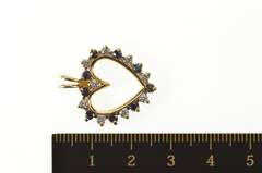 14K Yellow Gold 0.72 Ctw Diamond Sapphire Classic Heart Pendant