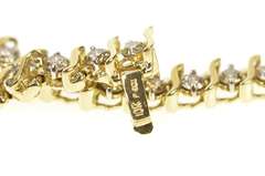 10K Yellow Gold 3.20 Ctw Light Brown Diamond Wavy Link Tennis Bracelet