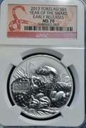 2013 Tokelau S$5 Year Of The Snake NGC MS 70 ER