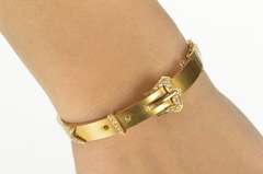 14K Yellow Gold Victorian Seed Pearl Belt Buckle Bangle Bracelet