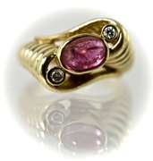 Sweet 14K Cabachon Pink Tourmaline Ring