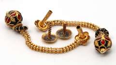 Vibrant Globe Dangle Earrings in 22KT Gold